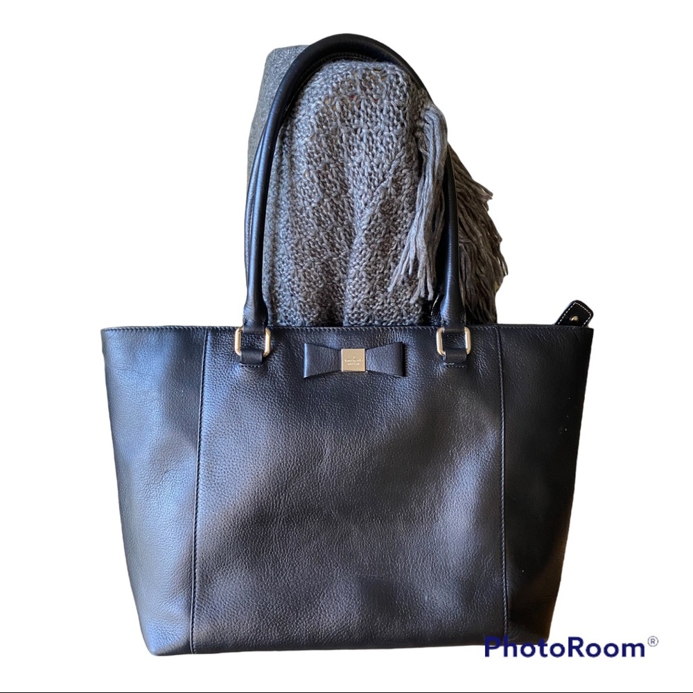 Kate Spade Black Leather Tote with Bow Detail